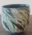 Small tea bowl with pale green and white glazes by Ray Toms
